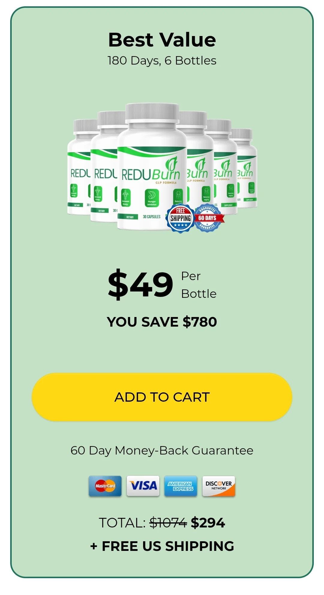 ReduBurn™ 6 bottles pricing